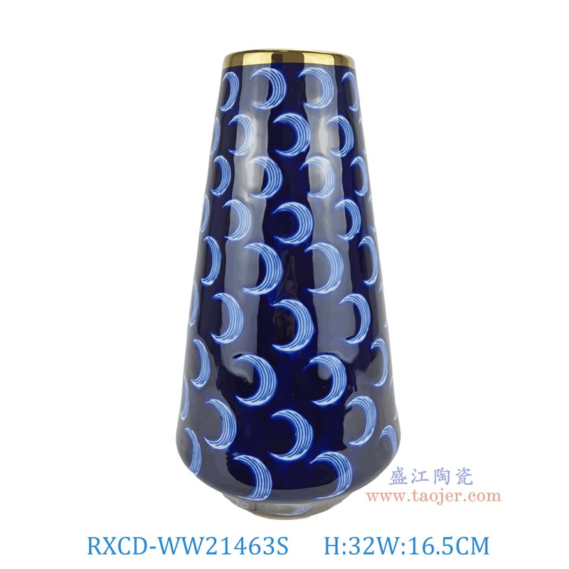 RXCD-WW21463S月亮紋金邊花瓶小號高32直徑16.5