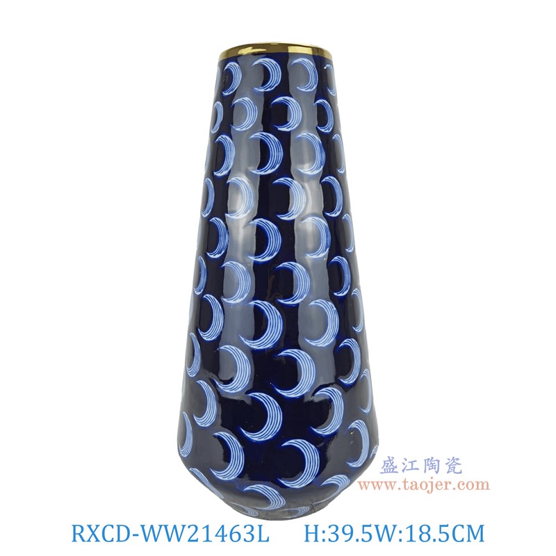 RXCD-WW21463L月亮紋金邊花瓶大號高39.5直徑18.5