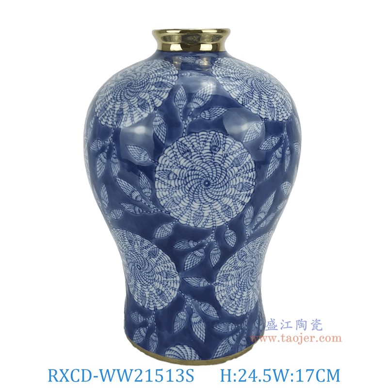 RXCD-WW21513S描金旋渦花卉紋梅瓶小號高24.5直徑17