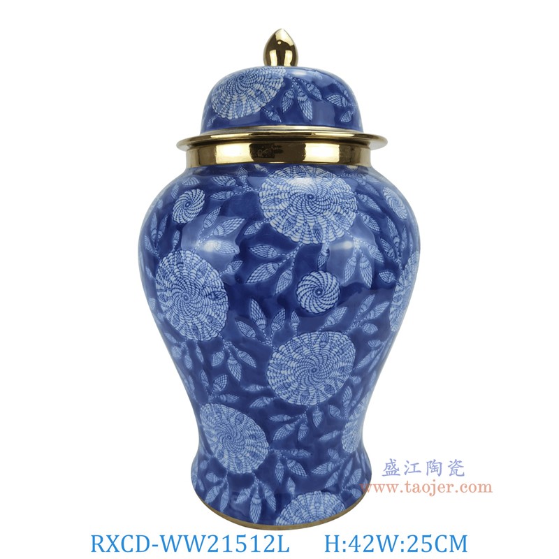 RXCD-WW21512L描金旋渦花卉紋將軍罐大號高42直徑25