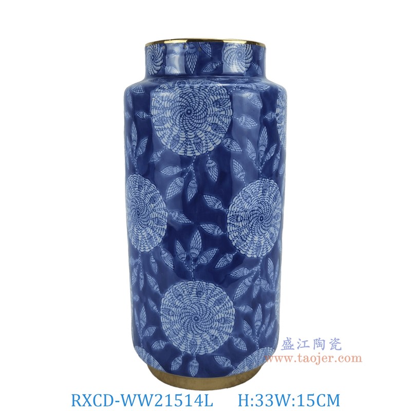 RXCD-WW21514L描金旋渦花卉紋儲物罐大號高33直徑15