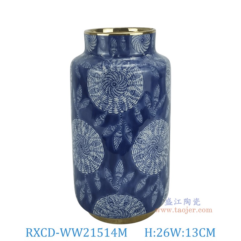 RXCD-WW21514M描金旋渦花卉紋儲物罐中號高26直徑13