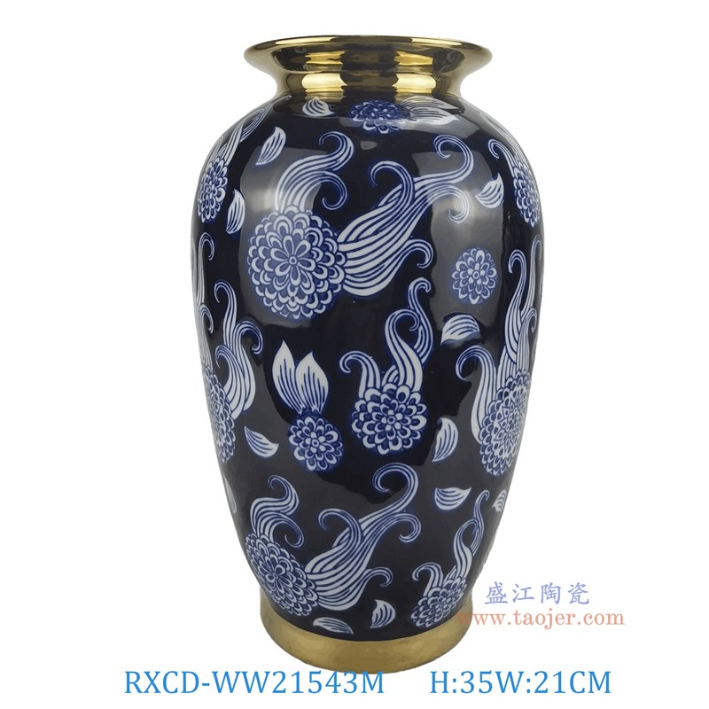 RXCD-WW21543M描金手工花瓶中號高35直徑21