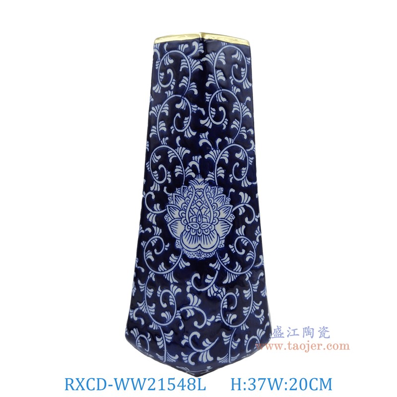 RXCD-WW21548L青花蓮花纏枝花瓶大號高37長20寬18