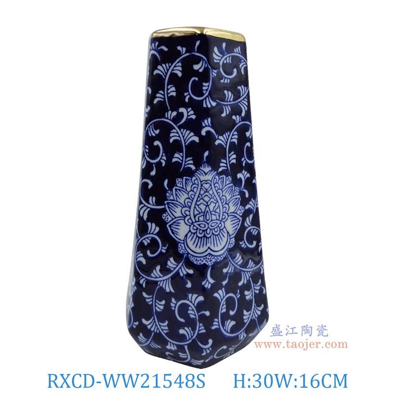 RXCD-WW21548S青花蓮花纏枝花瓶小號高30長16寬14.5