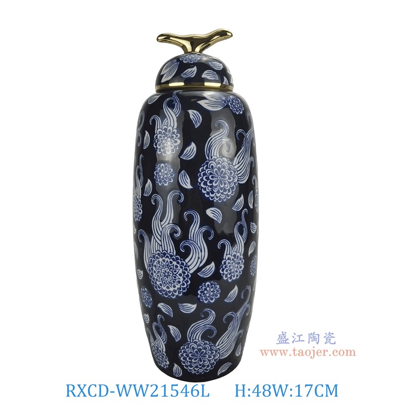 RXCD-WW21546L描金手工儲物罐高48直徑17